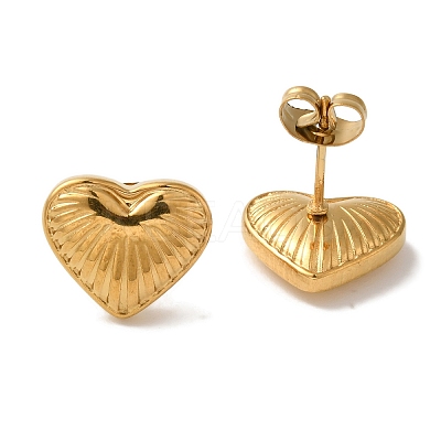 Ion Plating(IP) 304 Stainless Steel Heart Stud Earrings for Women EJEW-Z066-11G-1