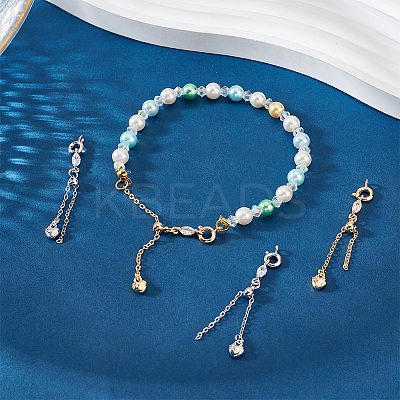 4Pcs 2 Colors Alloy & Brass Chain Extender with Cubic Zirconia FIND-PH0017-99-1