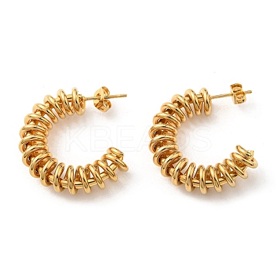 Iron Plating(IP) 304 Stainless Steel Arch with Spiral Stud Earrings for Women EJEW-F319-08G-1