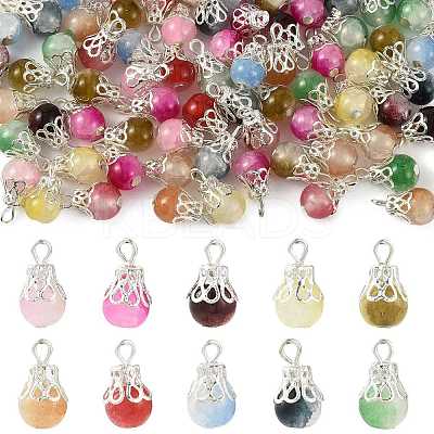 100Pcs 10 Colors Crackle Baking Paint Imitation Jade Glass Charms PALLOY-FS00056-1