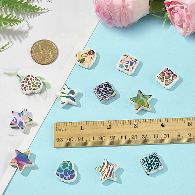 30Pcs UV Plating Printed Opaque Acrylic Beads OACR-FS0002-59-1