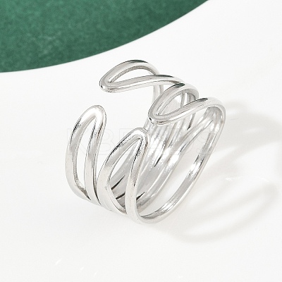 304 Stainless Steel Adjustable Open Cuff Rings for Women LS-RJEW-K299-02P-1
