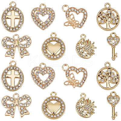 32Pcs 8 Styles Alloy Rhinestone Pendants Sets ALRI-SC0001-56-1