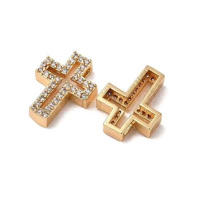 Brass Micro Pave Clear Cubic Zirconia Charms KK-Z112-33G-1