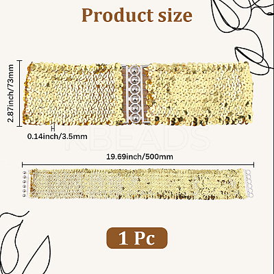 Sparkle Sequins Wide Elastic Dress Belts AJEW-WH20128-026P-04-1
