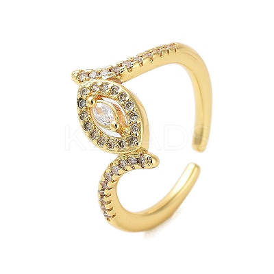 Brass Pave Cubic Zirconia Cuff Rings RJEW-U012-04G-05-1