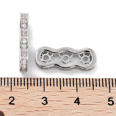 Brass Micro Pave Clear Cubic Zirconia Multi-Strands Links KK-B082-15A-P-1