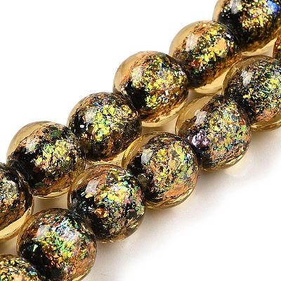 Handmade Dichroic Foil Glass Beads Strands DICH-U001-06B-1