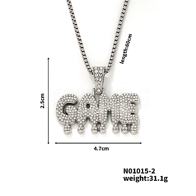Fashionable Full Alloy Crystal Rhinestone GAME English Letter Pendant Necklaces for Street Rock KS9469-2-1