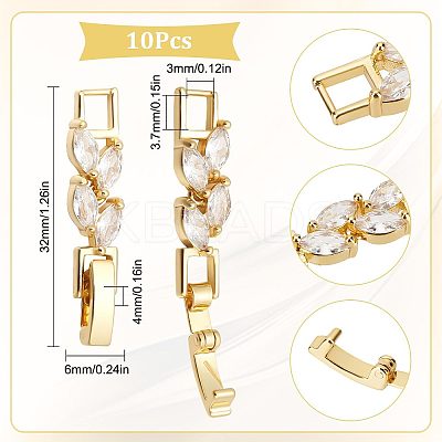 10Pcs Rack Plating Brass Clear Cubic Zirconia Watch Band Clasps KK-SC0003-11G-1