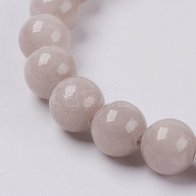 Natural Yellow Jade Beaded Stretch Bracelet BJEW-P209-15-6mm-1