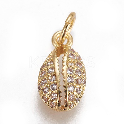 Brass Micro Pave Cubic Zirconia Charms X-ZIRC-E145-80G-1