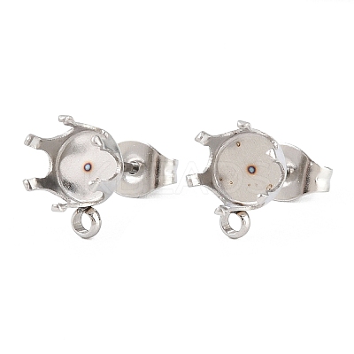 304 Stainless Steel Flat Round Stud Earring Findings STAS-D389-04E-P-1