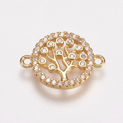 Brass Micro Pave Cubic Zirconia Links ZIRC-E143-40G-1