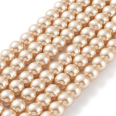 Baking Paint Pearlized Glass Pearl Round Bead Strands HY-Q330-8mm-42-1