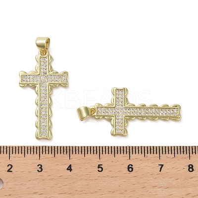 Brass Micro Pave Clear Cubic Zirconia Pendants KK-H466-09G-02-1