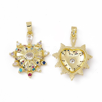 Brass Micro Pave Cubic Zirconia Pendants KK-E068-VC069-1