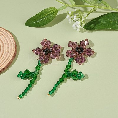 Imitation Austrian Crystal Flower of Life Dangle Stud Earrings X1-EJEW-TA00029-03-1