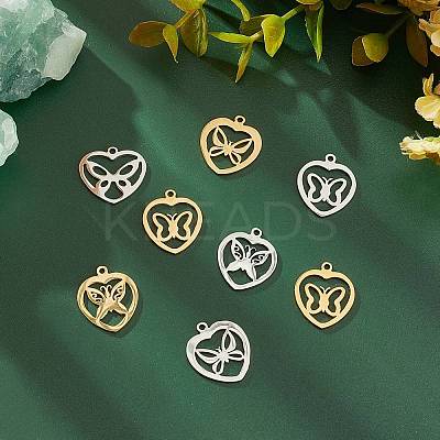 16Pcs 8 Style 201 Stainless Steel Pendants STAS-UN0032-09-1