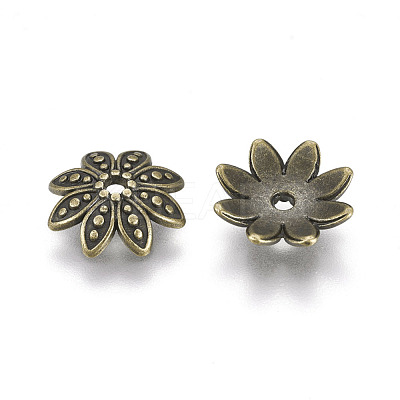 8-Petal Tibetan Style Alloy Flower Bead Caps TIBEB-2347-AB-FF-1