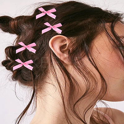 10Pcs Bowknot Polyester Alligator Hair Clips AJEW-LP0008-08C-1