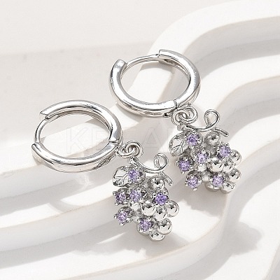 Brass Cubic Zirconia Hoop Earrings EJEW-Q015-02P-D-1