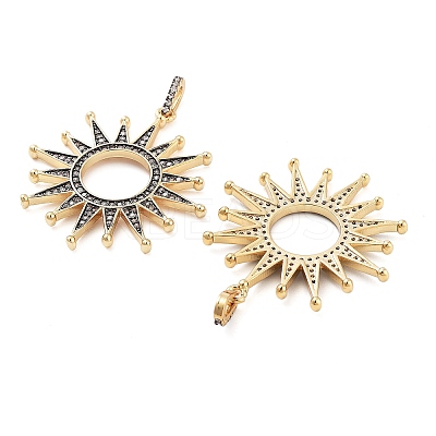 Sun Rack Plating Brass Micro Pave Clear Cubic Zirconia Pendants KK-NH0001-09G-1