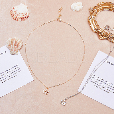 2Pcs 2 Colors Alloy Pendant Necklaces Set NJEW-FI0001-54-1