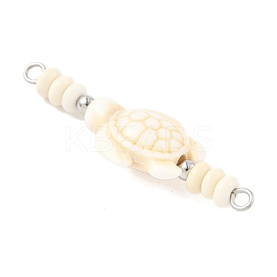 10Pcs 2 Colors Dyed Synthetic Turquoise Turtle Rondelle Beaded Connector Charms PALLOY-JF04013-1