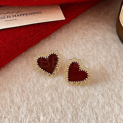 Valentine's Day Alloy & Resin Stud Earrings EJEW-T055-02B-1