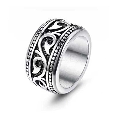 316 Stainless Steel Finger Ring with Enamel for Men PW-WG56139-03-1