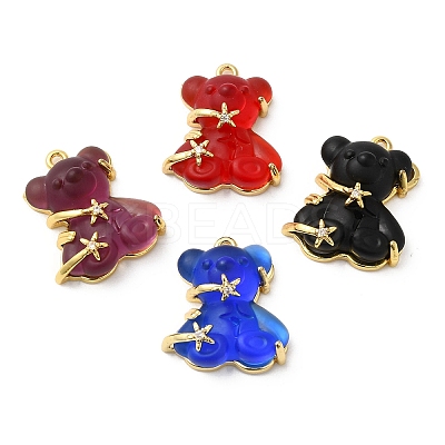 Transparent & Opaque Resin Crystal Rhinestone Pendants KK-H438-04G-12-1