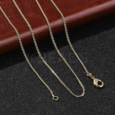 1mm Rack Plating Brass Curb Chain Necklaces for Women Men MAK-L044-26G-1