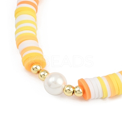 4Pcs 4 Colors Handmade Polymer Clay Heishi & Shell Pearl Beaded Stretch Bracelets for Women BJEW-JB12273-1