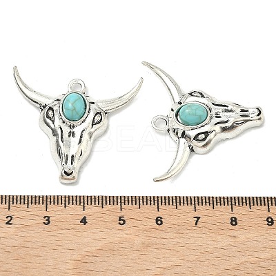 Bohemian Synthetic Turquoise Cattle Pendants FIND-Z112-01AS-04-1