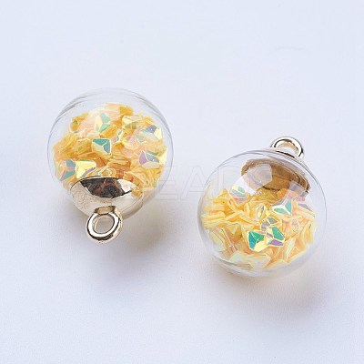 Glass Ball Pendants GLAA-G052-03G-1
