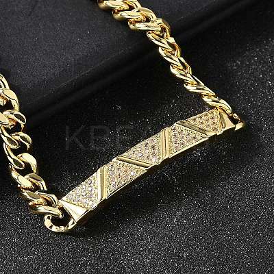 Brass Micro Pave Clear Cubic Zirconia Link Bracelets BJEW-F498-03B-G-1