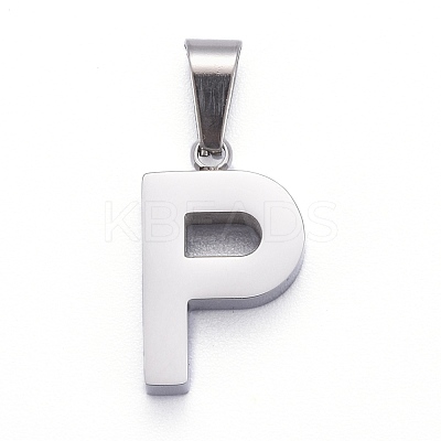 Non-Tarnish 304 Stainless Steel Letter Pendants X-STAS-H127-P-P-1