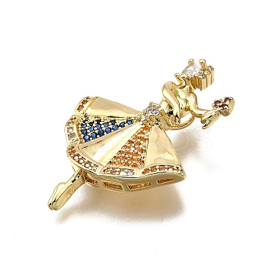Rack Plating Brass Micro Pave Cubic Zirconia Pendants KK-D343-14G-B-1