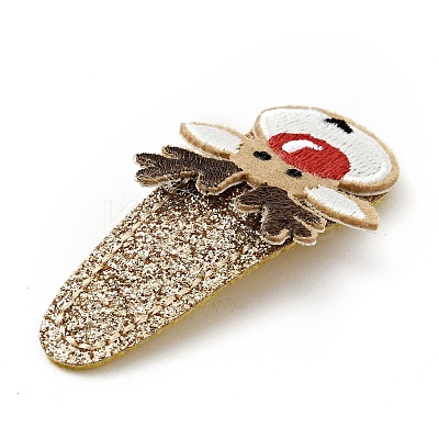 Christmas Deer Glitter Gretel Fabric with PU leather Snap Hair Clips LS-PHAR-G006-05P-1