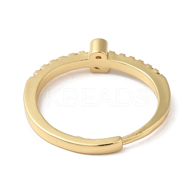 Rack Plating Brass Clear Cubic Zirconia Number 2 Adjustable Rings for Women RJEW-S407-09G-02-1