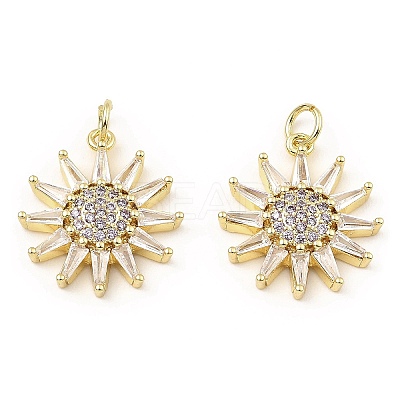 Rack Plating Brass Micro Pave Clear Cubic Zirconia Pendants KK-M253-10G-04-1