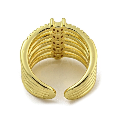 Brass Micro Pave Cubic Zirconia Cuff Rings for Women LS-RJEW-E294-04G-03-1