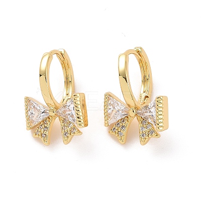Clear Cubic Zirconia Bowknot Hoop Earrings EJEW-F298-21G-4-1