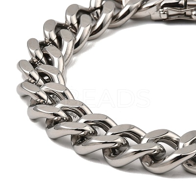 Non-Tarnish 304 Stainless Steel Cuban Link Chain Bracelet NJEW-D050-02G-P-1