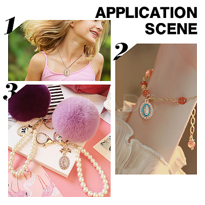 60Pcs 6 Colors Alloy Rhinestone Pendants RB-AR0003-13-1