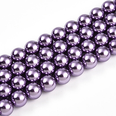 Baking Paint Pearlized Glass Pearl Bead Strands HY-N002-8mm-A14-1