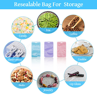 40Pcs 4 Styles Rectangle Plastic Yin-Yang Resealable Packaging Bags ABAG-TA0001-23B-1