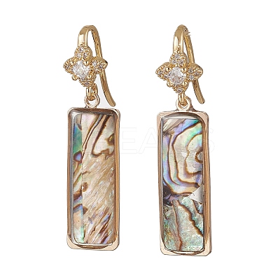 Brass Micro Pave Clear Cubic Zirconia Dangle Earrings EJEW-JE06949-1
