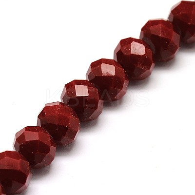 1 Strand Opaque Solid Dark Red Color Crystal Glass Rondelle Beads Strands X-EGLA-F047A-10-1
